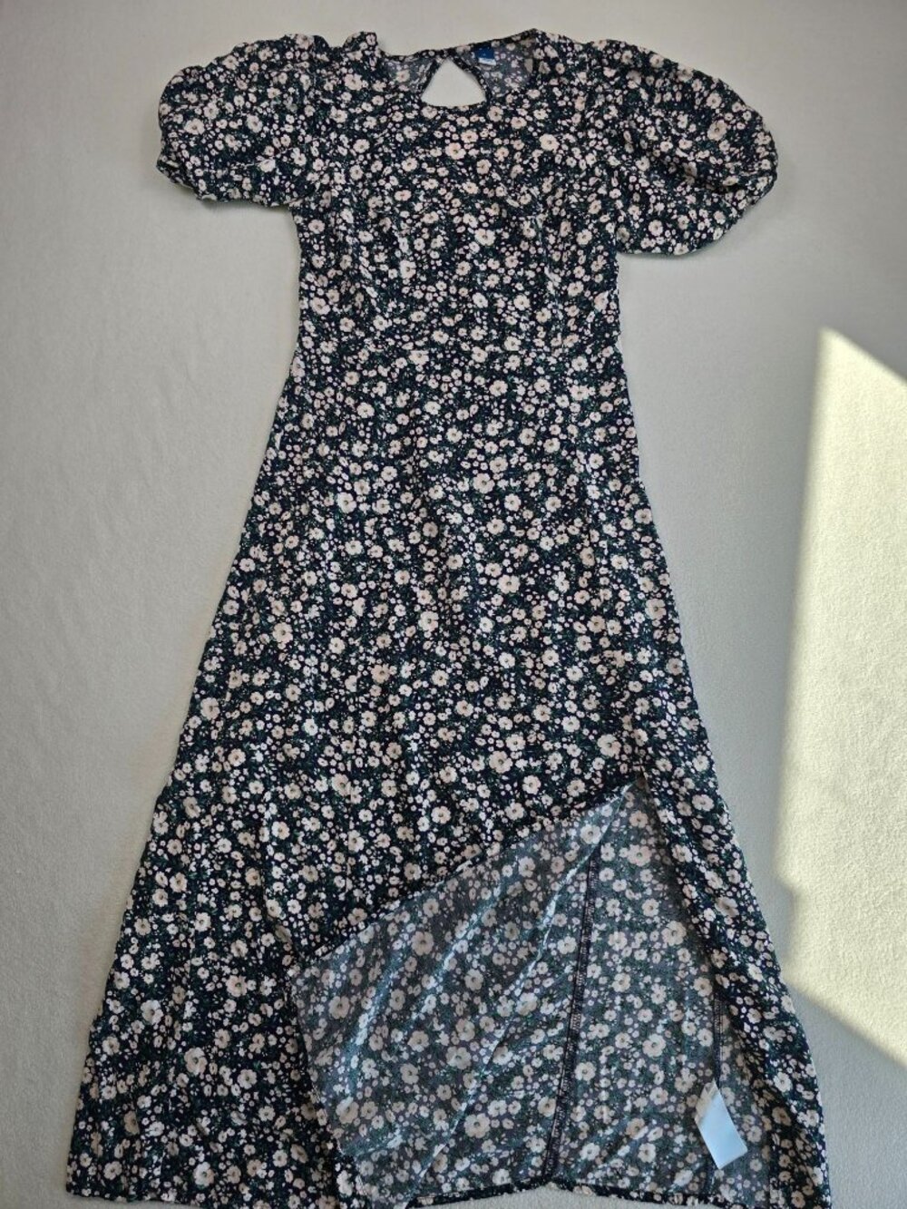 Old Navy Medium Floral Puff Sleeve Maxi Dress Cottage Core Peasant Keyhole Back